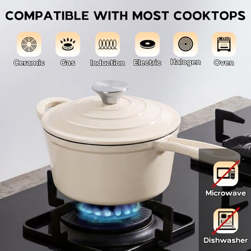 2QT Saucepan with Lid (Cream White / 2 Quarts)