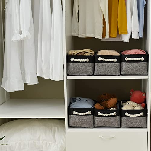 Storage Basket for Organizing (Black&Grey / 6PCS/Small -11.8Lx7.9Wx5.2H)