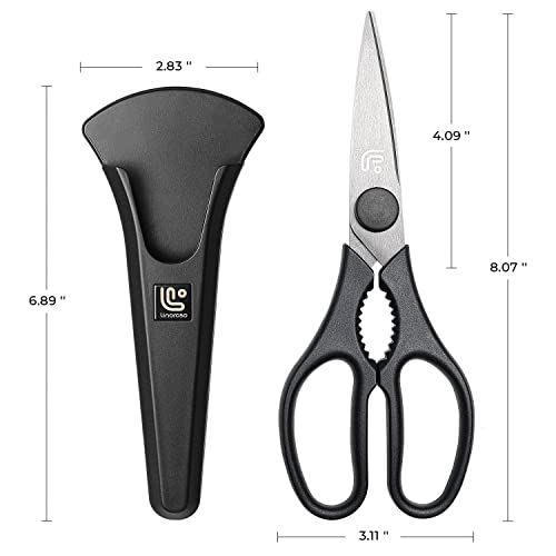 Kitchen Scissors All Purpose Kitchen Shears with Magnetic Holder (Black)