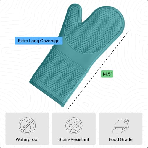 Silicone Oven Mitts (Turquoise / 14.5" Oven Mitts)