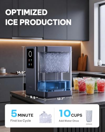 Nugget Ice Maker Countertop with APP & Voice Control (Silver Gray / 44 lbs)