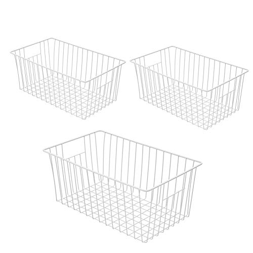 16inch Freezer Wire Storage Organizer Baskets (White)