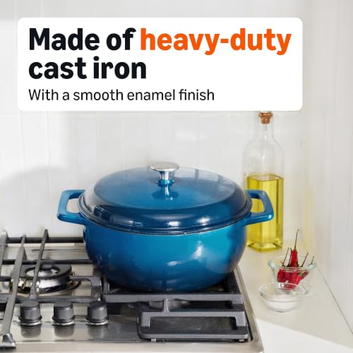 Enameled Cast Iron Dutch Oven Pot with Lid (Blue / 7.3-Quart)