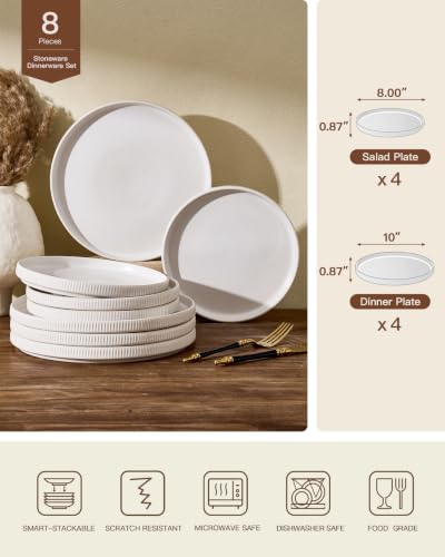 Ceramic Dinnerware Sets for 4 (Matte White)