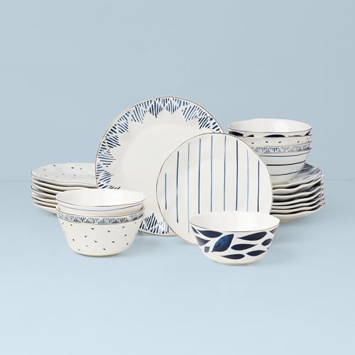 Blue Bay Porcelain 24 (24-Piece Dinnerware Set, Ikat)