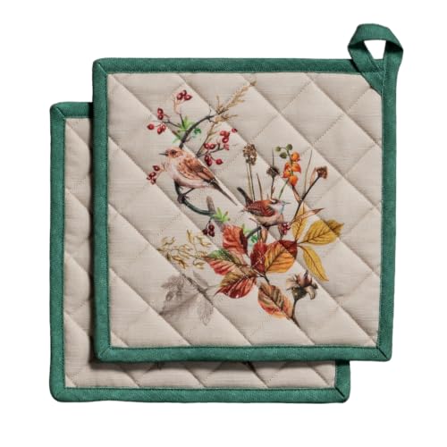 Pot Holders 100% Cotton Potholders (053 - Recolte / 8" x 8" (Pot Holder Pack of 2))