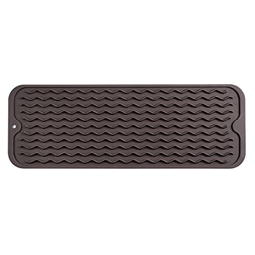 Silicone Dish Drying Mat for Multiple Usage (Coffee / 17"L x 6"W)