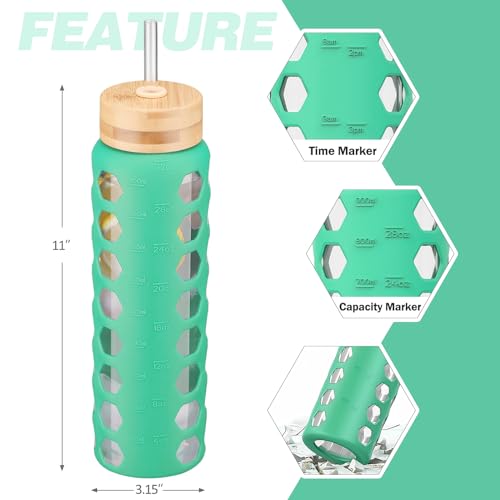 Glass Water Bottle (Green / 32 Ounces)