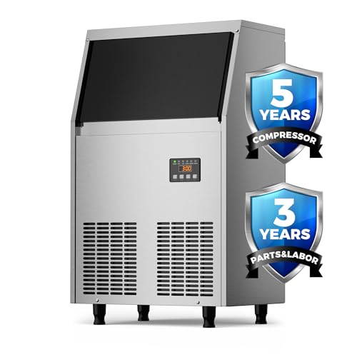 Commercial Ice Maker Machine (200lbs/24H / Commercial Ice Maker-Silver)