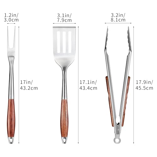 Heavy Duty Grilling Accessories Rose Wooden BBQ Grilling Tools Set (Grill Set - 3)
