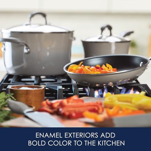 Classic Brights Hard Enamel Aluminum (14 Piece / Sea Salt Gray)