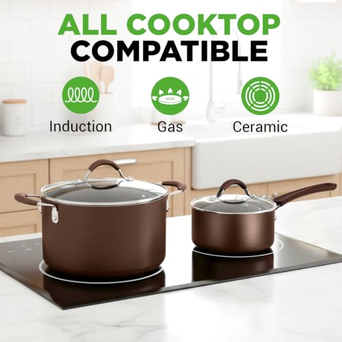 14 Piece Nonstick Brown Cookware Set (Brown / 14pc set)