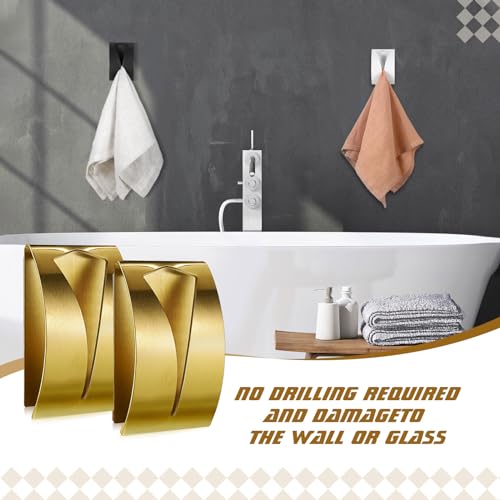 4 Pcs Self Adhesive Kitchen Towel Hook Holder (Gold)