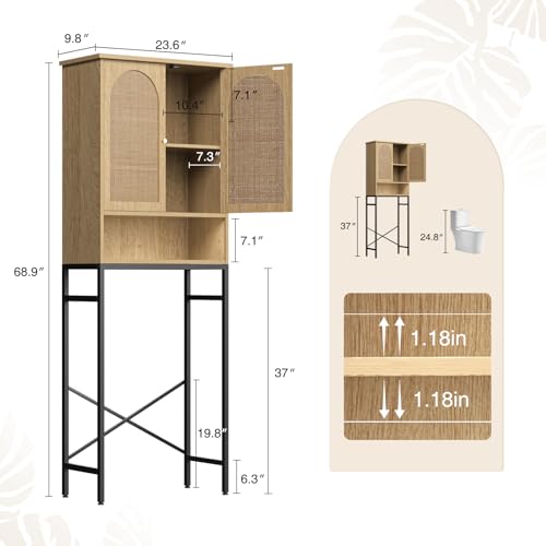 Rattan Toilet Storage Cabinet (Rattan Door-natural)