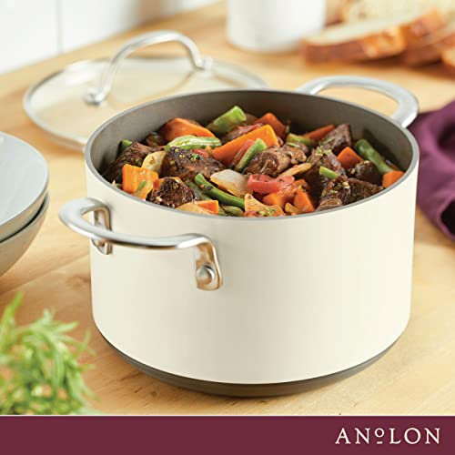 Achieve Hard Anodized Nonstick Saucepot with Lid (Saucepot (4 Quart) / Cream)