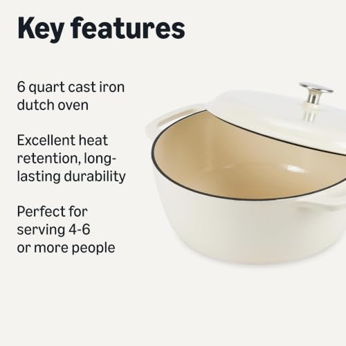 Enameled Cast Iron Dutch Oven Pot with Lid (White / 6-Quart)