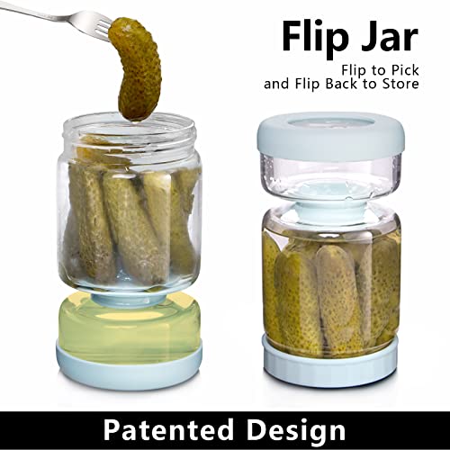 Glass Pickle Jar with Strainer Flip (34oz Light Bule Pickle jar)