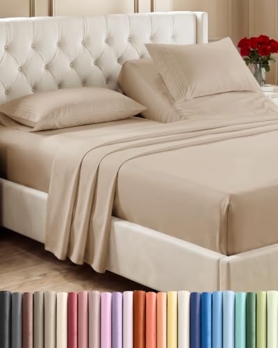 Flex Top Split Head King 4 Piece Sheet Set (12 - Cream / Split Head/Flex Top)