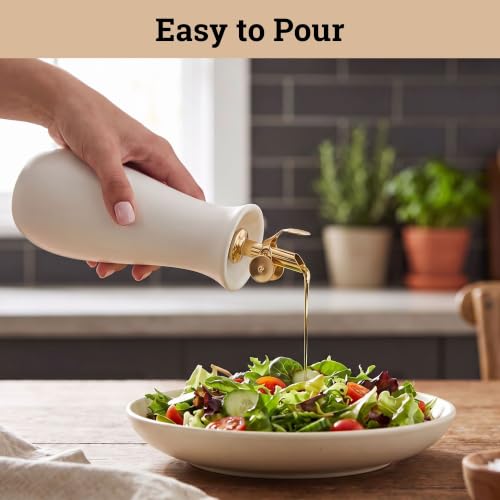 Ceramic Olive Oil Dispenser with Self (White)