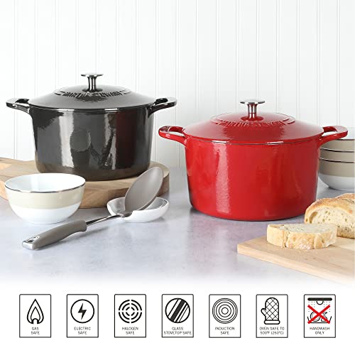 Gatwick 7 Quart Enamel Cast Iron Dutch Oven Pot with Lid (Gun Metal Gray / 7-Quart)