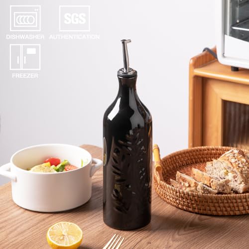 Sweejar Large Olive Oil Dispenser Bottle with Spout (Black / Patterned styles)