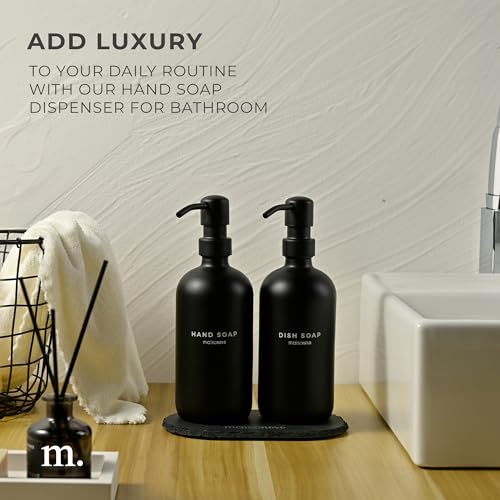 Soap Dispenser Set (Black Bottles Black Pumps Tray)