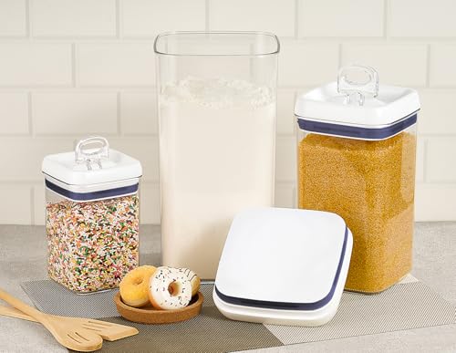 Flip Tite Acrylic Food Storage Container with Lid 6” XL Air Tight Ring Seal Flip Lock (White / 6")