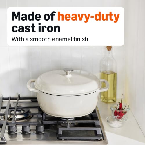 Enameled Cast Iron Dutch Oven Pot with Lid (White / 4.3-Quart)