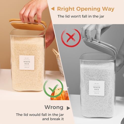 2 Pack large Square Glass Flour and Sugar Containers with 132 Kitchen Pantry Labels