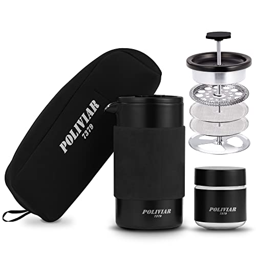 POLIVIAR French Press Coffee Maker (Black / 12 oz)