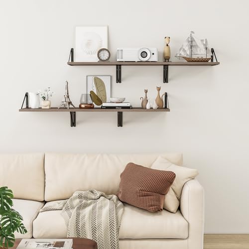 16W x 12D Deep Floating Shelves Set of 3 Grey (Grey With Black Metal Bracket / 16wx12dx5.8h)