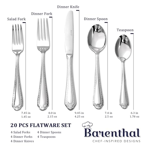 18 10 Silverware Set for 4 (Silver / Fiori 20 pieces for 4)