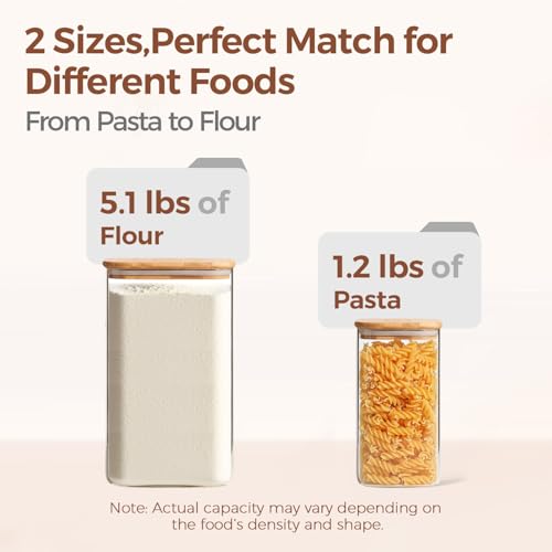 Glass Storage Containers with Bamboo Lids 1.6 (4.6Qt/1.6Qt-Square)
