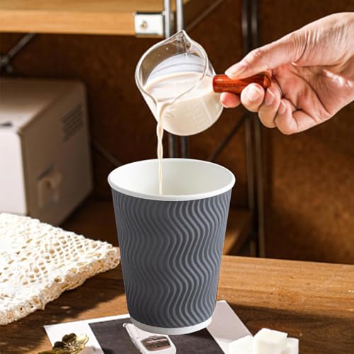 50 Pack 12 oz Coffee Cups Disposable Insulated Paper Cup Gray (Gray / 12 oz-50)