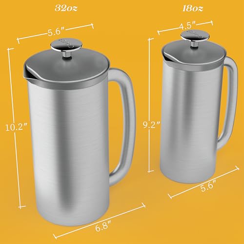 P7 French Press (32 oz / Brushed Stainless Steel)