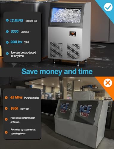 Commercial Ice Maker Machine (200lbs/24H / Commercial Ice Maker-Black)