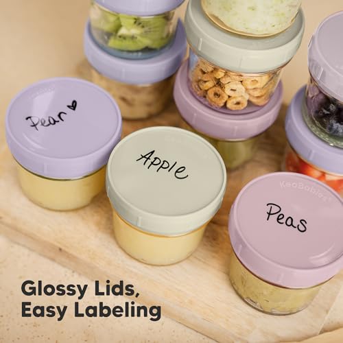 12pk 4oz Glass Baby Food Containers with Lids (12-pk 4 Ounce / Lilac)
