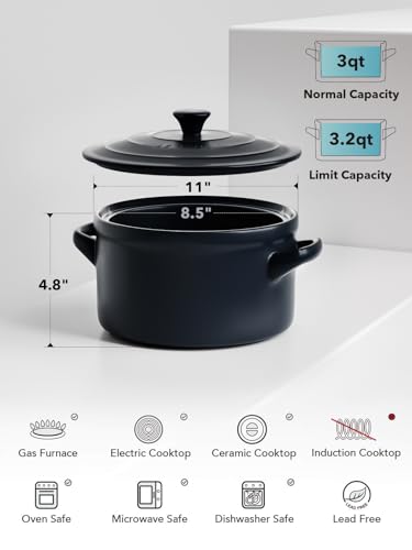 3 QT Ceramic Bread Baker with Lid for Sourdough (Midnight Blue)