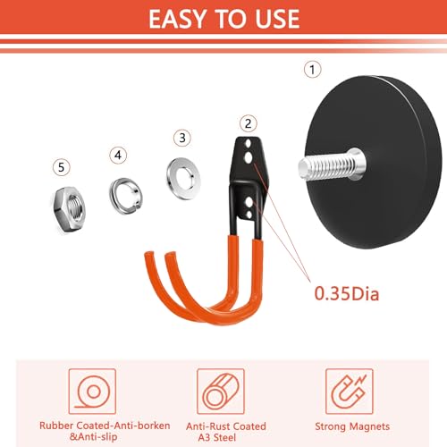 Large Heavy Duty Magnetic Garage Hooks (Large J/2pack26-130lbs)