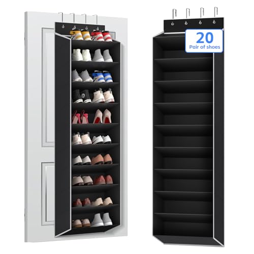 10 Tiers Large Size Over the Door Shoe Organizer Storage (Black-10 cell)