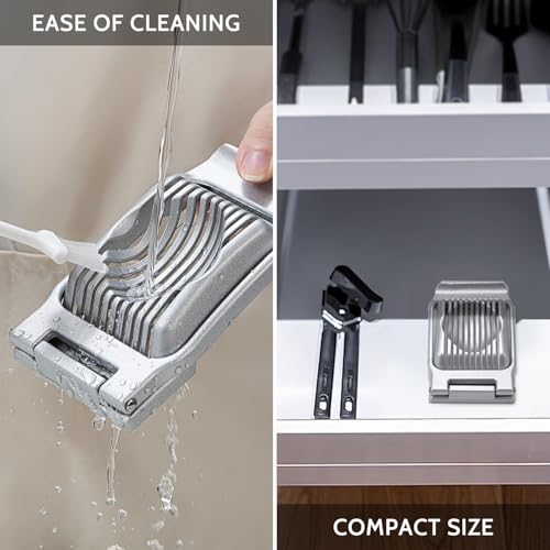 Heavy Duty Stainless Steel Wire Egg Slicer for Hard Boiled Eggs (Silver)