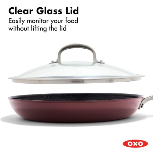 Enhanced 12” Frying Pan Skillet with Lid (12" Frying Pan Skillet with Lid / Dark Burgundy)
