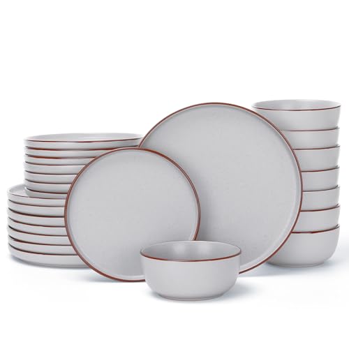 Mercury 24 Piece Stoneware Dinnerware Set (Light Grey / Service for 8 (Standard Dinner Set))