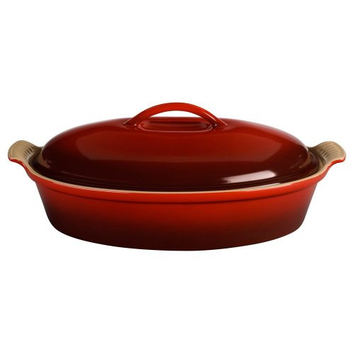 Stoneware Heritage Covered Oval Casserole (Cerise)