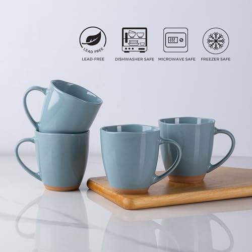 12oz Ceramic Coffee Mugs set of 6 (Stone Blue / Set of 6)