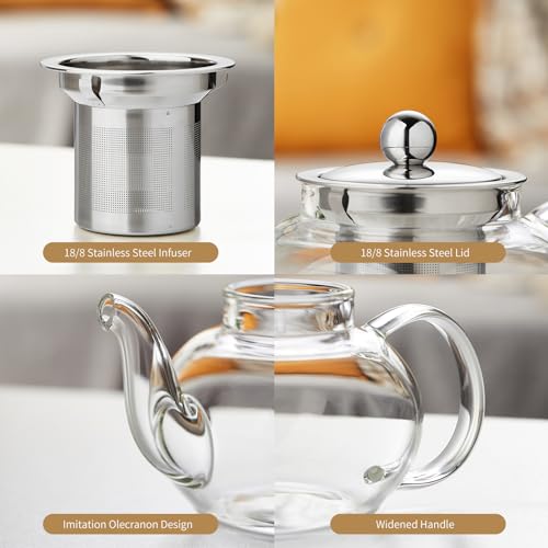 Small Glass Teapot with Infuser (Transparent / 18OZ)