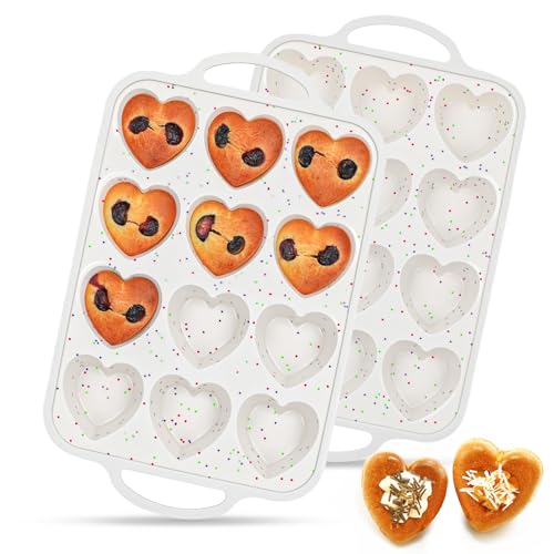 Heart Shaped Muffin Pan (Heart 12-Cup: 2pcs)
