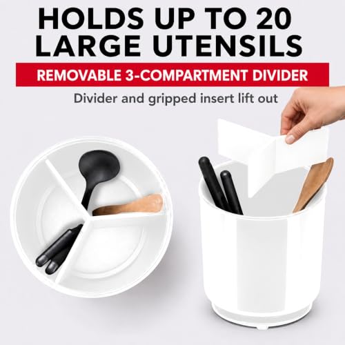 Plastic Rotating White Utensil Holder for Kitchen Counter (Nordic White)