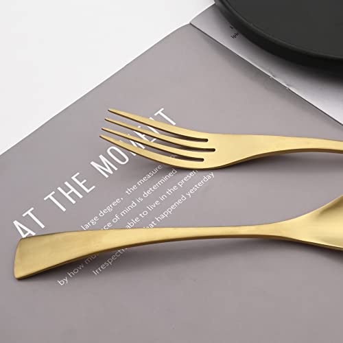 Luxury 18 10 Stainless Steel Matte Champagne gold Flatware Set (1 / Champagne Gold)
