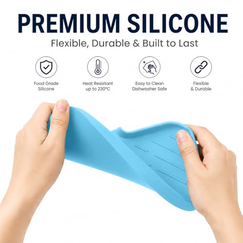 Silicone Soap Dish with Drain Spout (Light Blue / M(9.6"×5.3"))